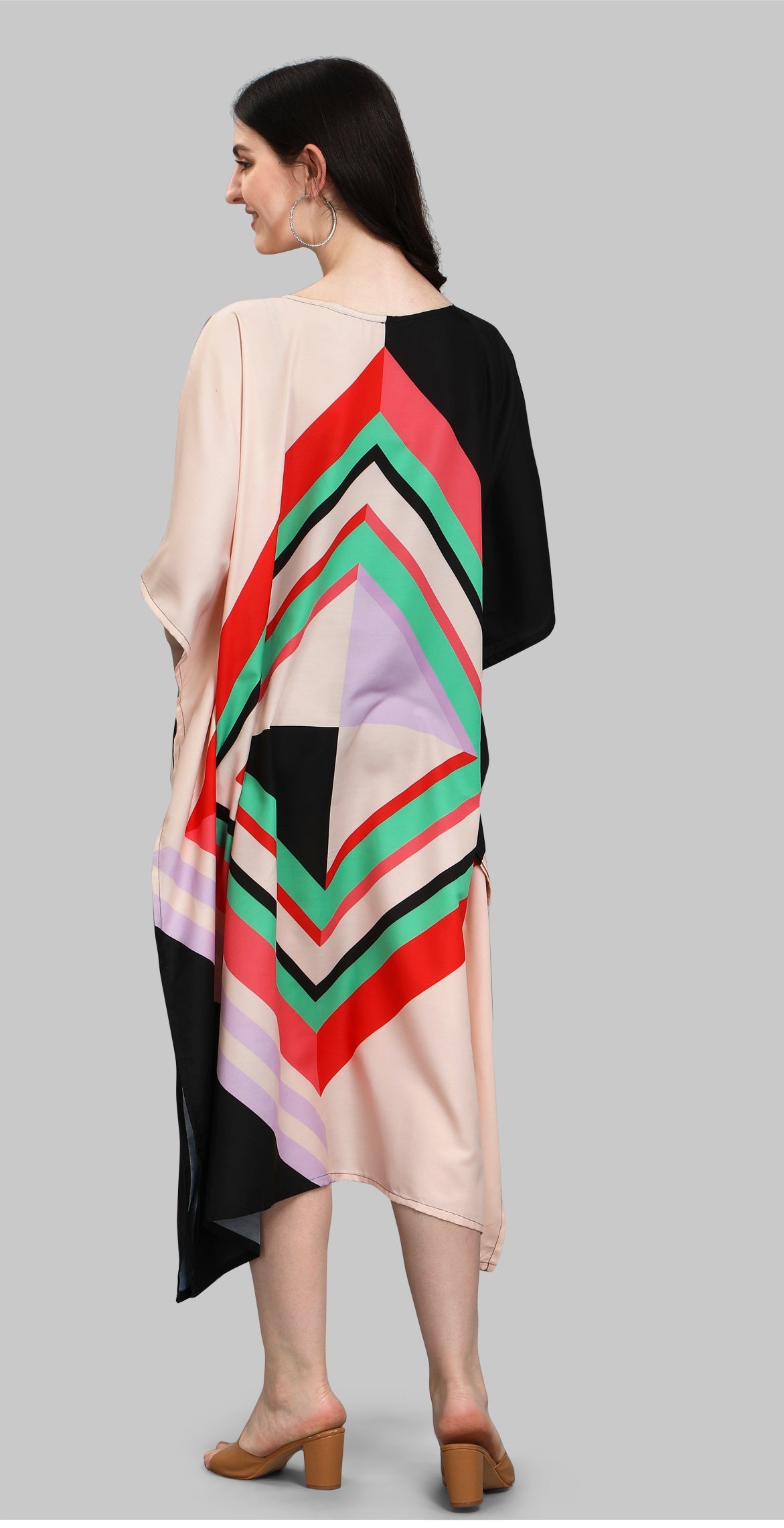 Multi color poly rayon caftan with online