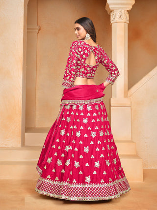 Pink color organza lehenga choli for women price