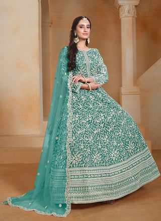 Rama color soft net embroidery work gown price