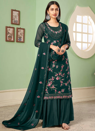 Dark green georgette sharara suit for women price
