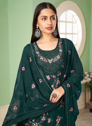 Dark green georgette sharara suit for women online
