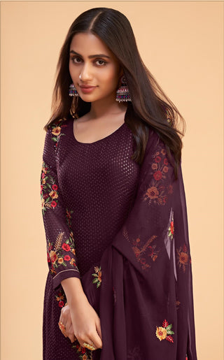 Salwar suit wine colour for women
