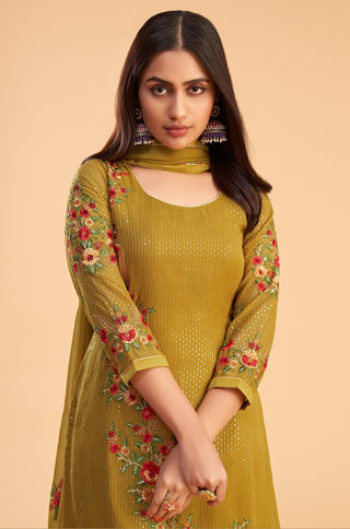 Mustard color georgette salwar suit for women price
