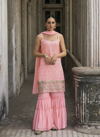 Peach georgette salwar suit