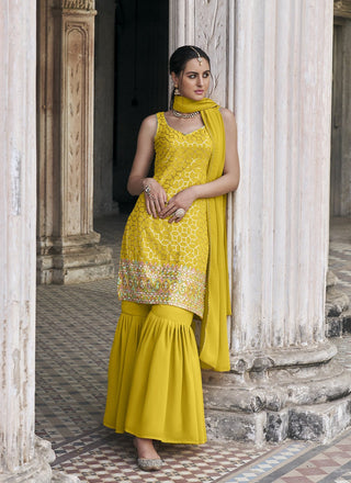 Yellow salwar suit for women party wear
