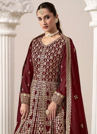 Maroon color georgette long gown images