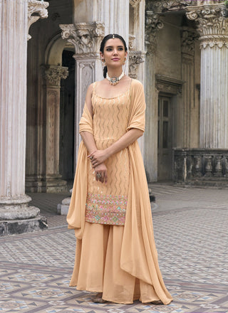 Peach color salwar suit for women with dupatta
