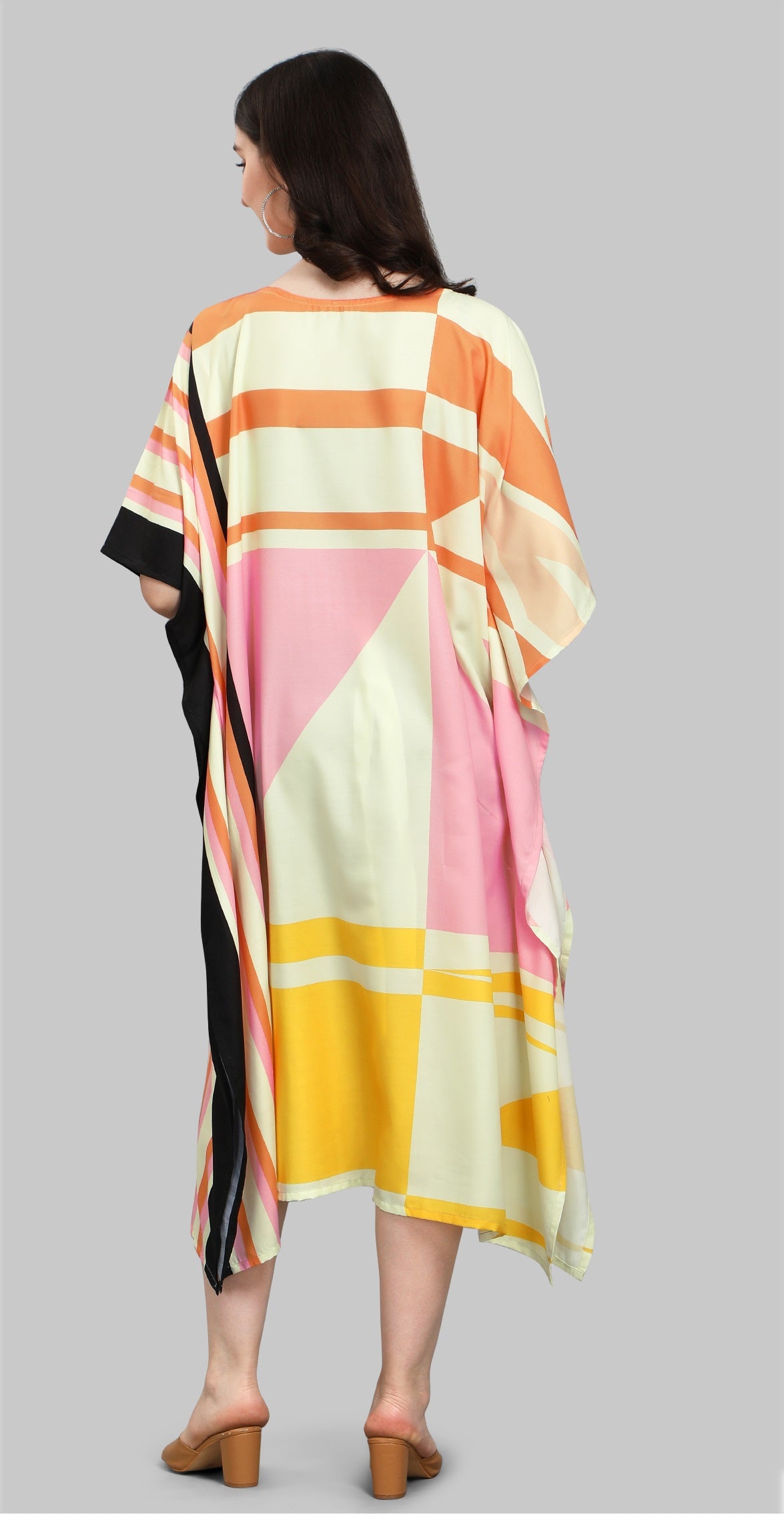Multi color poly rayon caftan with online