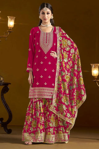 Rani Pink chinon Sharara Suit online
