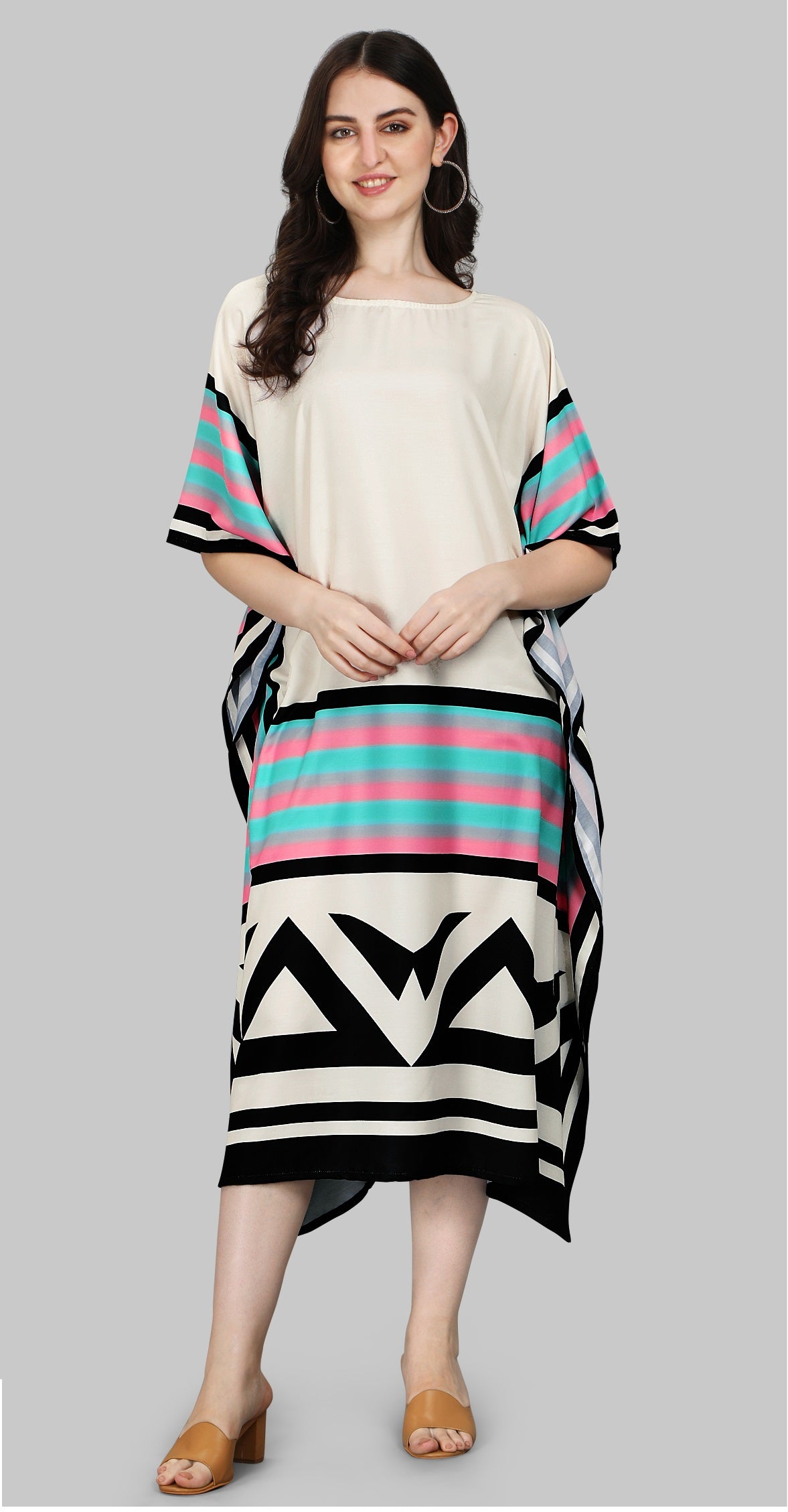 Multi color poly rayon kaftan for women
