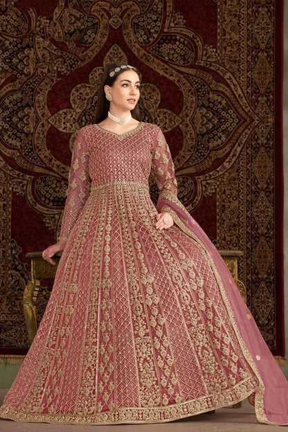 Peach color Gown with Dupatta
