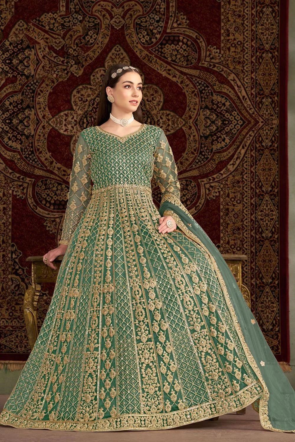Green Ethnic dress for mehndi function
