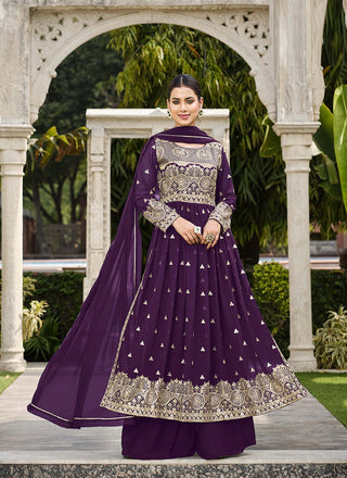 Wine salwar suit for women party wear
