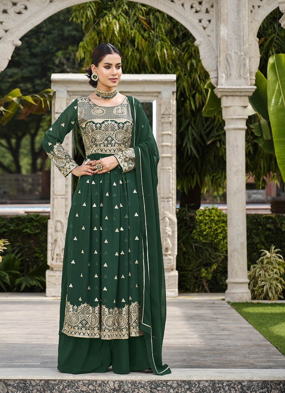 Dark green salwar suit for women

