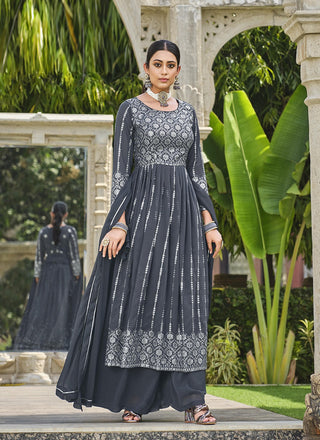 Grey salwar suit for women party wear
