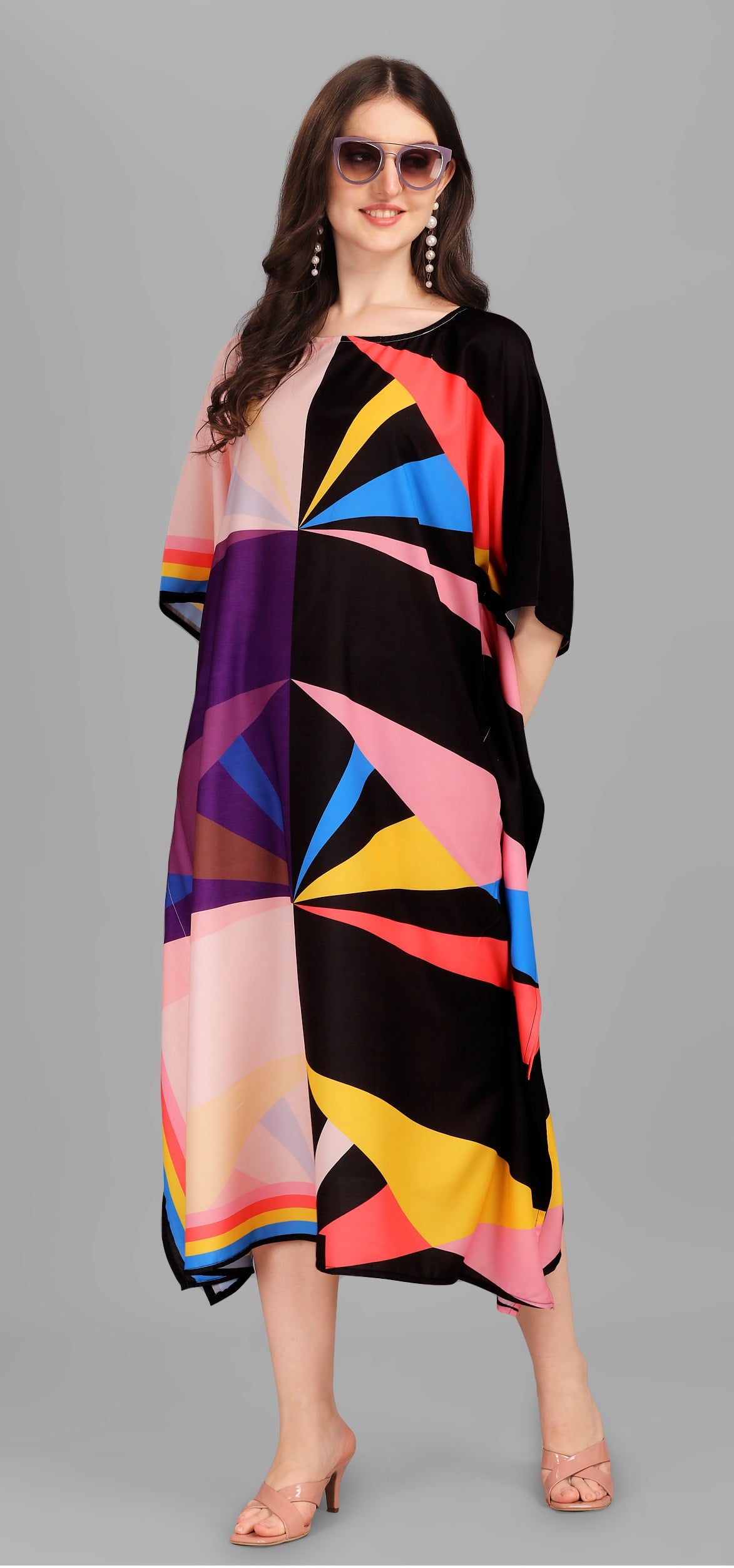 Multi color poly cotton kaftan for women