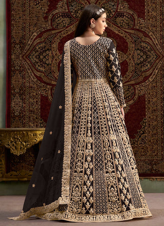 Black color georgette anarkali gown online