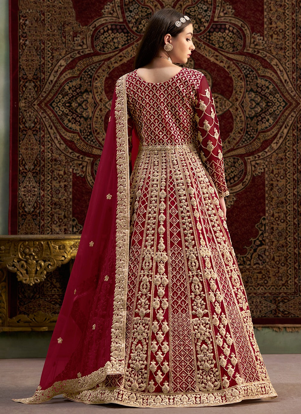 Maroon Sharara bridal
