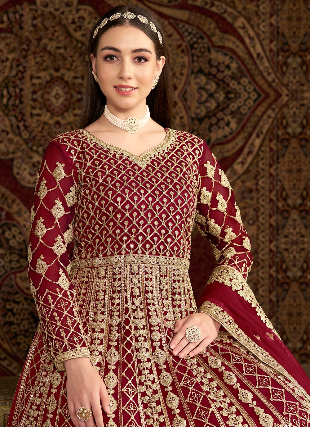 Maroon colour Sharara Suit
