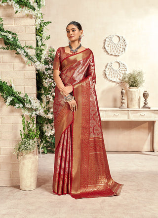 Maroon saree Party Wear
