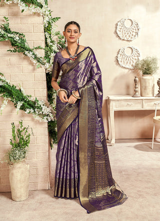 Purple colour Saree for wedding
