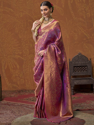 Purple handloom silk sarees for women with price
