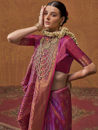 Purple colour Saree for wedding
