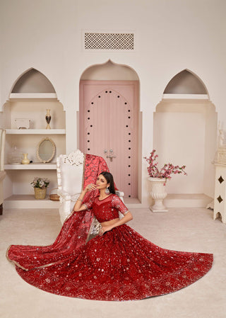 Red Lehenga Party Wear
