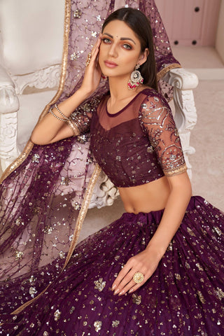 Wine colour Lehenga Bridal
