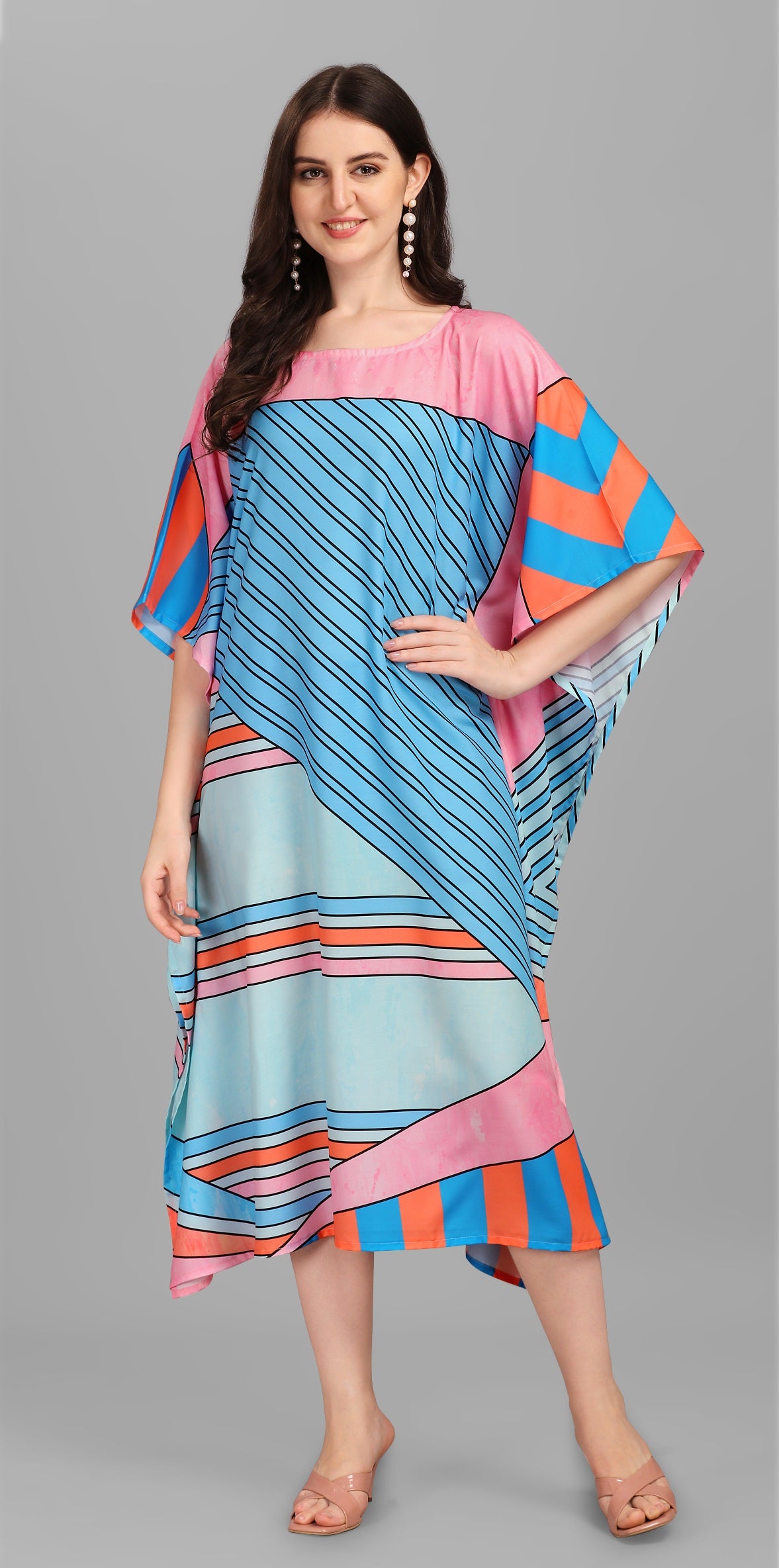 Multi color poly cotton caftan for women