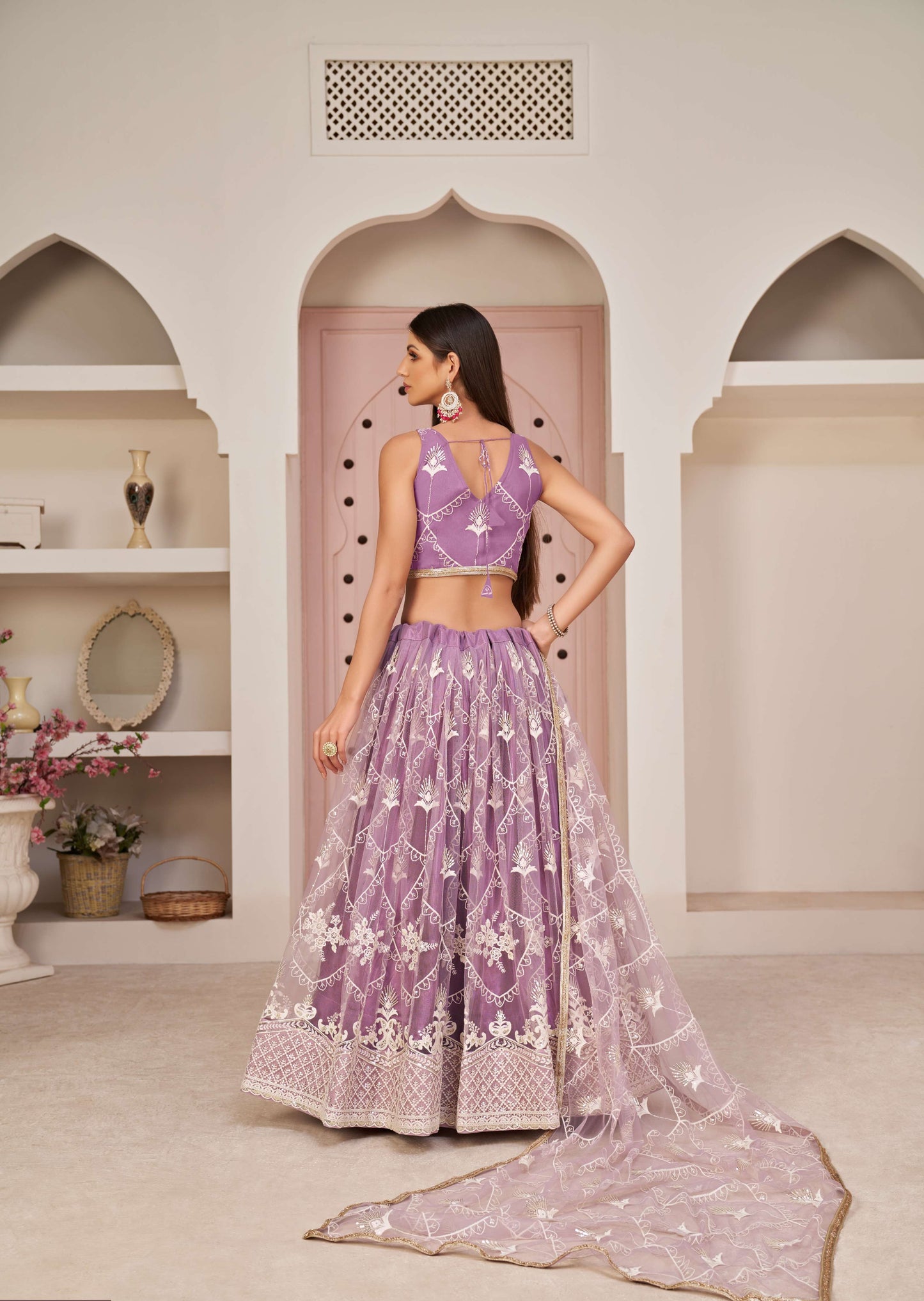 Lavender lehenga jewellery
