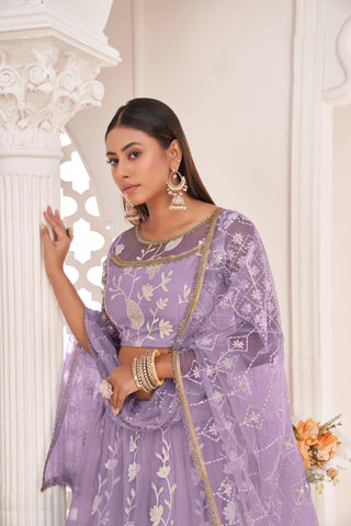 Lavender colour Lehenga for women
