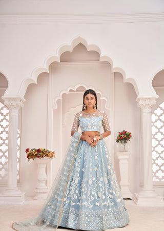 Sky Blue Lehenga for bride
