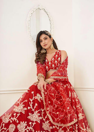 Red lehenga choli for women party wear
