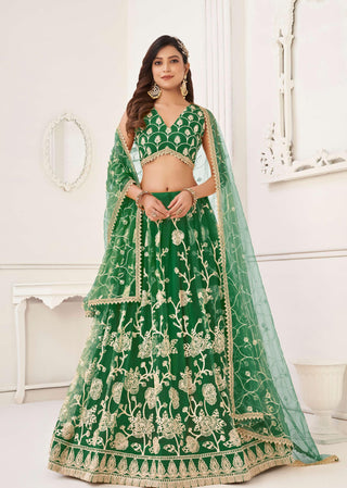 Dark green lehenga choli for women
