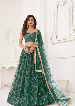 Dark green lehenga choli for women
