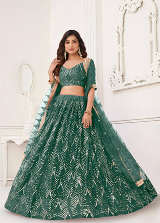 Dark green lehenga choli for women with price
