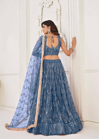 Morpeach mirror sequins work lehenga choli