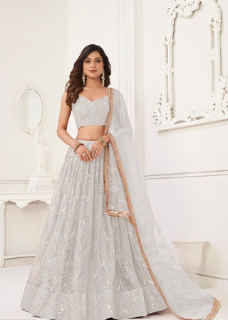 White lehenga choli with dupatta
