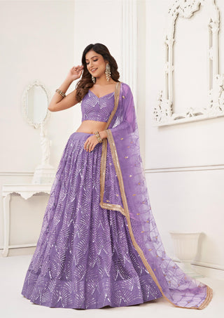 Lavender lehenga choli party wear for women
