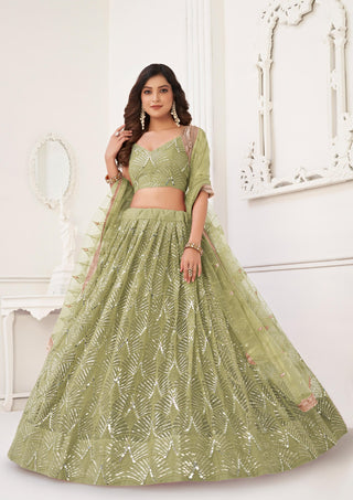 Pista Green Lehenga For Wedding
