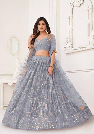 Dark grey lehenga choli
