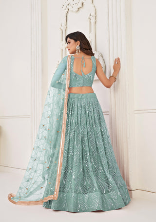 Ocean blue traditional lehenga choli