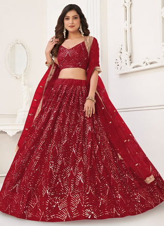 Maroon net lehenga choli for women with price
