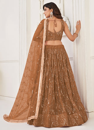 Light brown net lehenga choli for women
