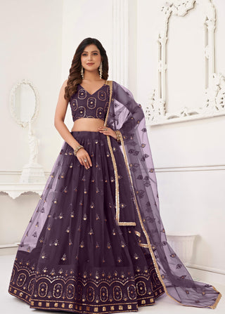 Dark Wine colour Lehenga
