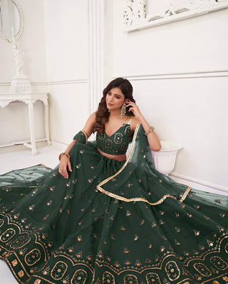 Sequins work green lehenga choli online usa ragthm