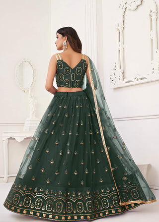 Green wedding party lehenga choli price