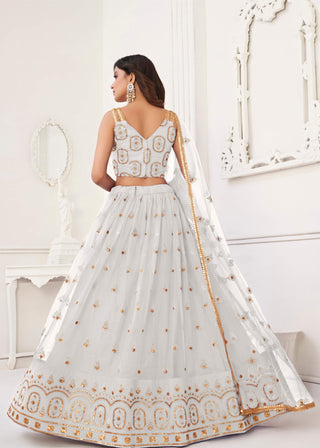 Off white butterfly net lehenga choli for women