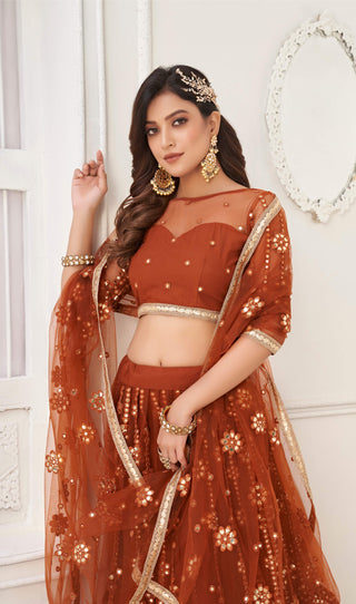 Fancy brown color lehenga choli for women